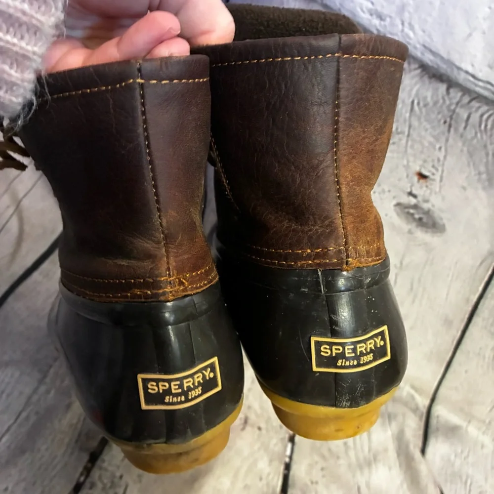 Sperry Top-Sider STS91176 Brown Ankle Saltwater Duck‎ Boots Women’s Size 8M GUC